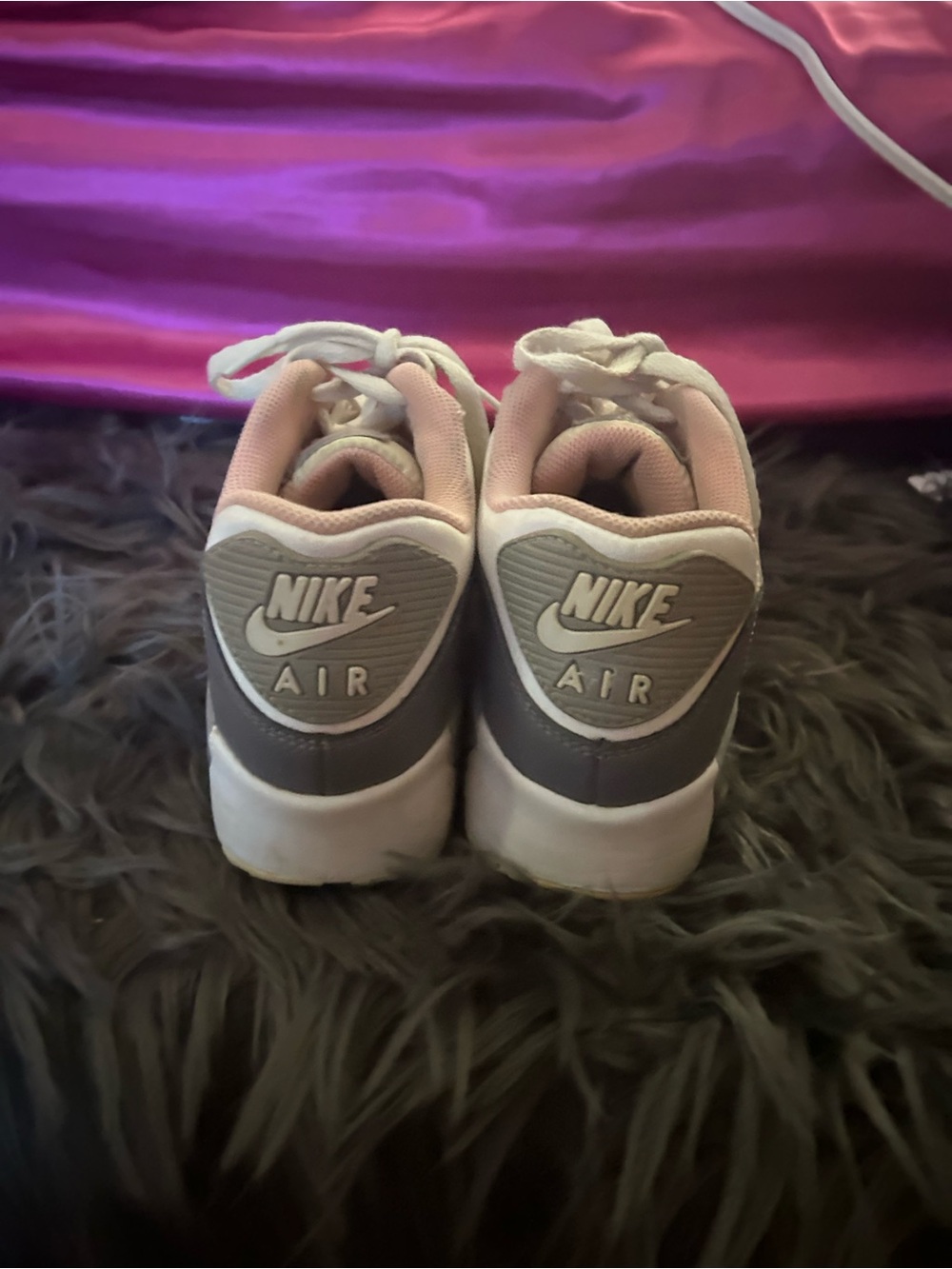 Nike White Gray Sneakers with Gold Swoosh and Pink Lining - Picture 3 of 4